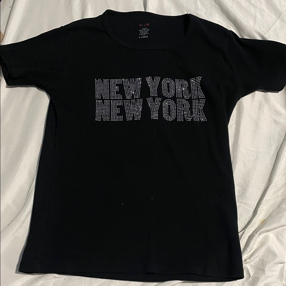 Black T-Shirt - New York Design lots of bling
